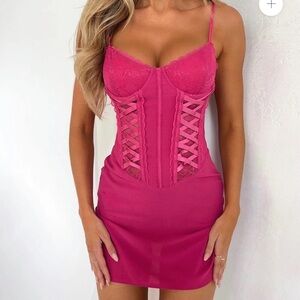 Pink Lace Corset Dress— OUTCAST PINK BESTY DRESS
